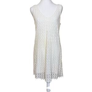 Velvet by Graham & Spencer White Lace Sleeveless Dress Small Summery EUC